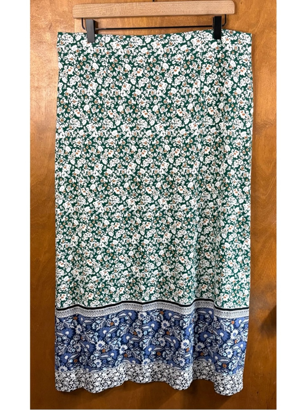 J. Jill Green Ditsy Floral High Rise Maxi Skirt Paisley Boho Resort Lagenlook - Picture 2 of 10